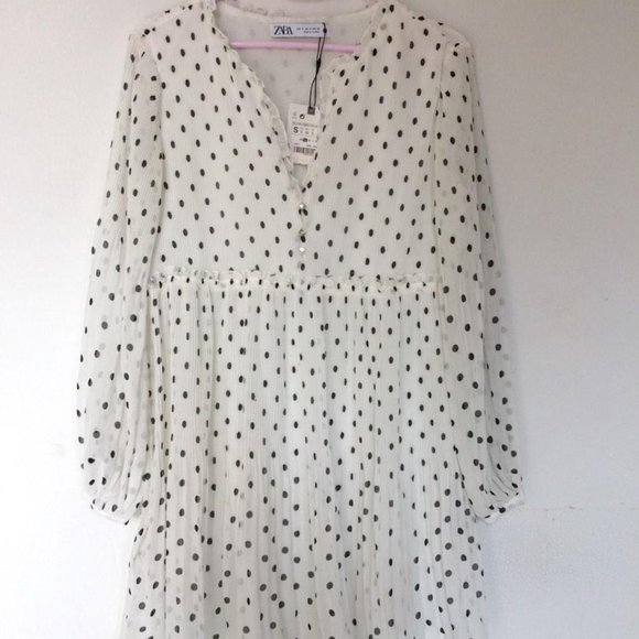 Zara chiffon polka dot mini dress - Picture 3 of 3